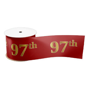 Faux/Imitation Gold Look "97th" Event Number (Red) Satin Ribbon