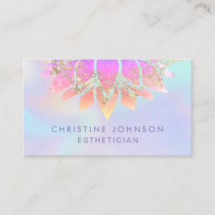 faux iridescent decor aesthetician business card