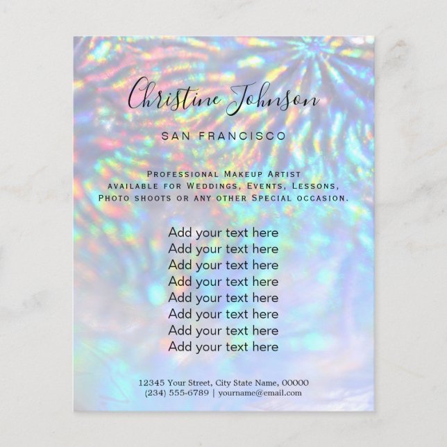 faux iridescent effect beauty salon flyer (Front)