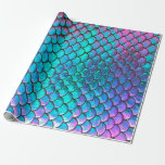FAUX iridescent effect mermaid fish scale Wrapping Paper<br><div class="desc">mermaid aqua scale pattern</div>