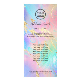 faux iridescent fluid marble price list rack card