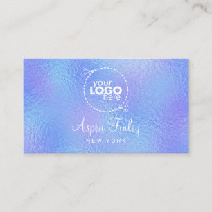 Faux Iridescent Foil Elegant Logo Business Card