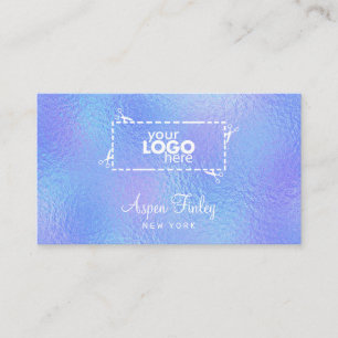 Faux Iridescent Foil Elegant Logo Business Card