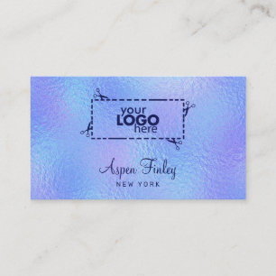 Faux Iridescent Foil Elegant Logo Business Card