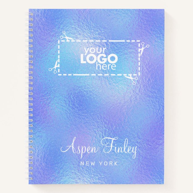 Faux Iridescent Foil Elegant Logo Notebook (Front)