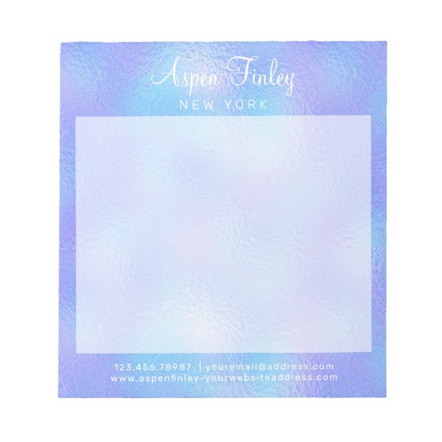 Faux Iridescent Foil Elegant Notepad (Front)