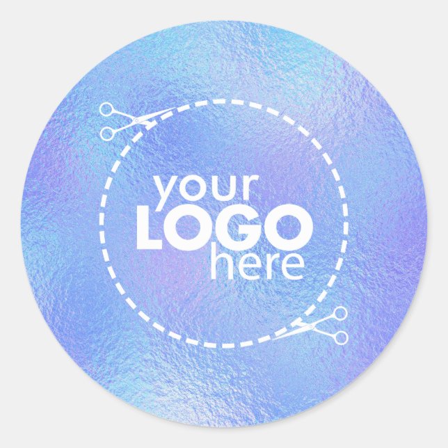 Faux Iridescent Foil Logo Classic Round Sticker (Front)