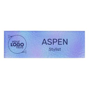 Faux Iridescent Foil Logo Name Tag