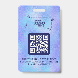 Faux Iridescent Foil Logo QR-Code Badge ID Badge