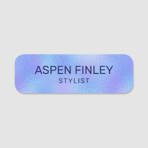 Faux Iridescent Foil Modern Name Tag