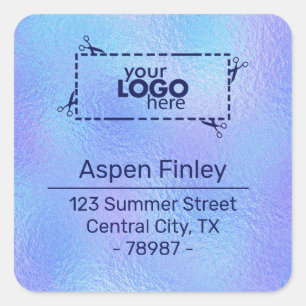 Faux Iridescent Foil Return Address Square Sticker