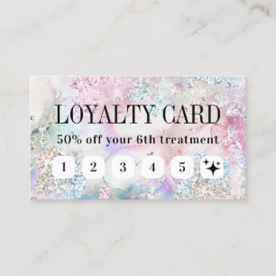 Faux iridescent glitter watercolor loyalty card