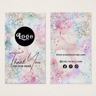 Faux iridescent glitter watercolor package insert