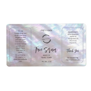 FAUX Iridescent Holographic Serum Label