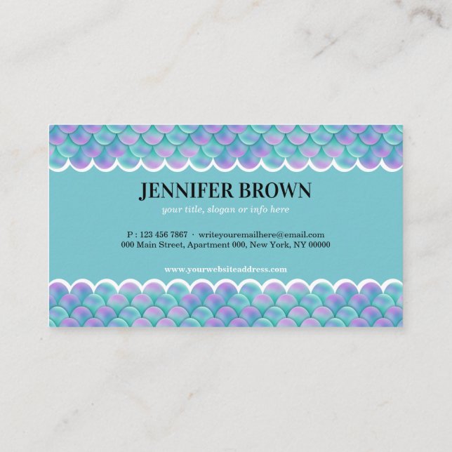 faux iridescent mermaid scale business card (Back)