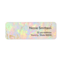 faux iridescent opal background  labels