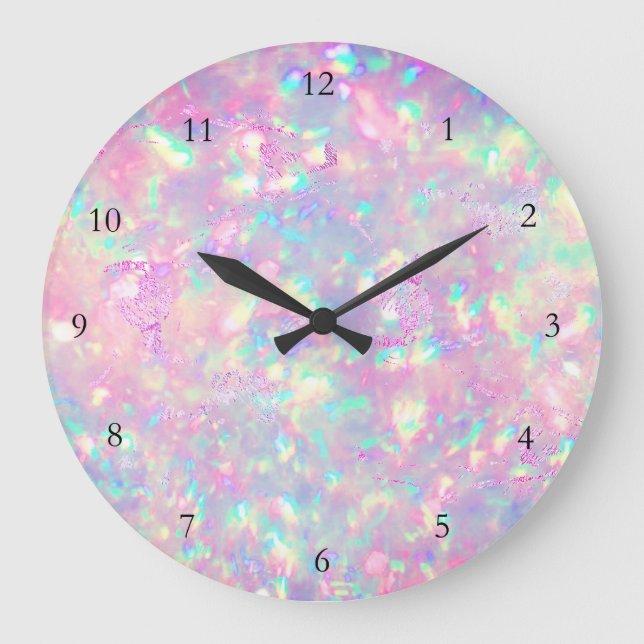 FAUX iridescent opal effect Large Clock (Front)