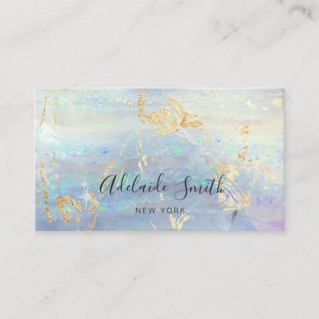 FAUX iridescent opal gemstone Business Card (Front)