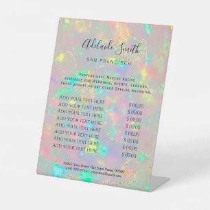 faux iridescent opal price list pedestal sign