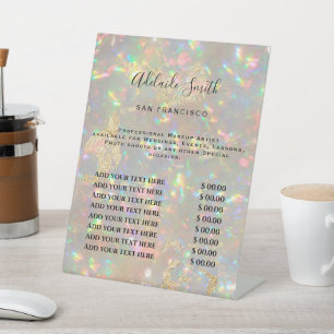 faux iridescent opal price list  pedestal sign