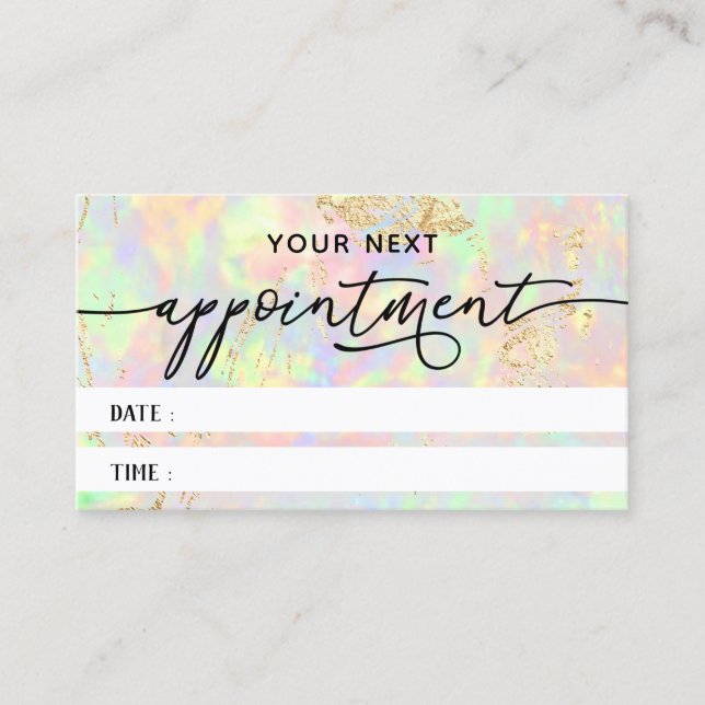 faux iridescent opal texture appointment card (Front)