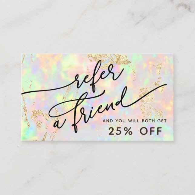 faux iridescent opal texture referral card (Front)
