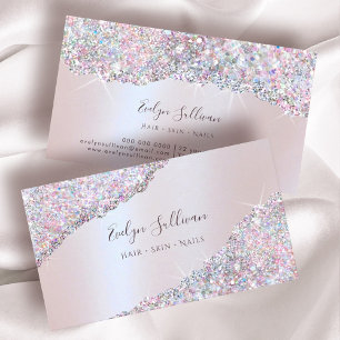 Faux Iridescent Pink Glitter Business Card