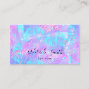 faux iridescent purple opal business card