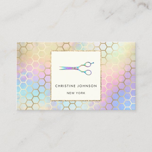 faux iridescent scissors logo business card (Front)