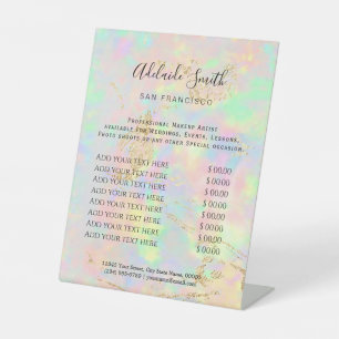 faux iridescent white opal price list pedestal sign