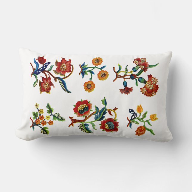 Faux Jacobean Embroidery Pillow (Front)