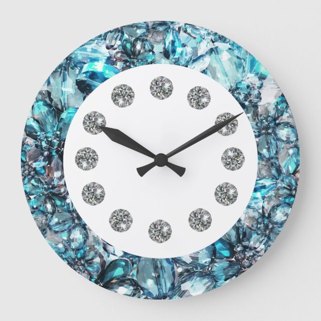 Faux Jewel Bling Wall Clock (Front)