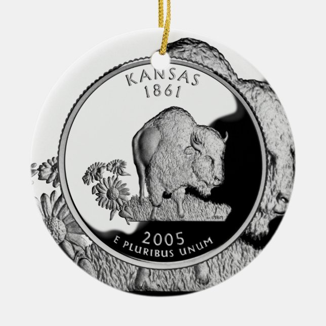Faux Kansas State Quarter Ceramic Ornament (Front)