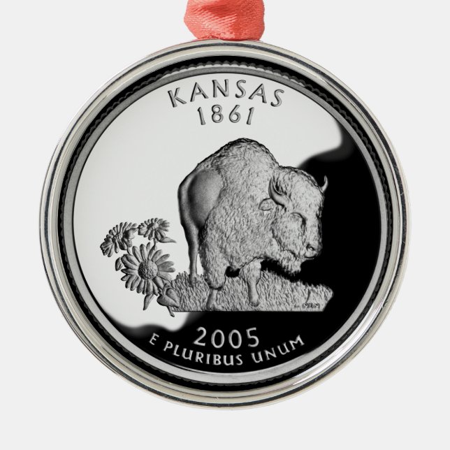 Faux Kansas State Quarter Metal Ornament (Front)