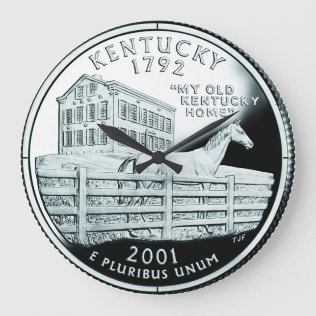 Faux Kentucky State Quarter Large Clock (Front)