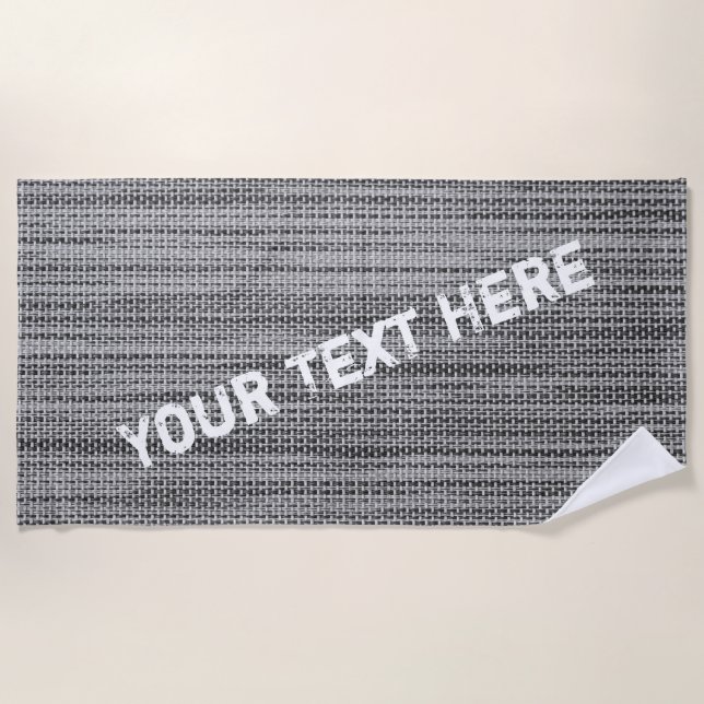 Faux Knitted Grey Beach Towel Personalised Text (Front)