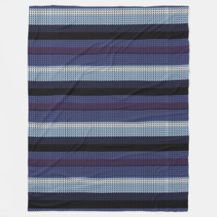 Faux Knitted Stripe Pattern Purple Blue White      Fleece Blanket
