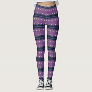Faux Knitted Ugly Purple Christmas Leggings