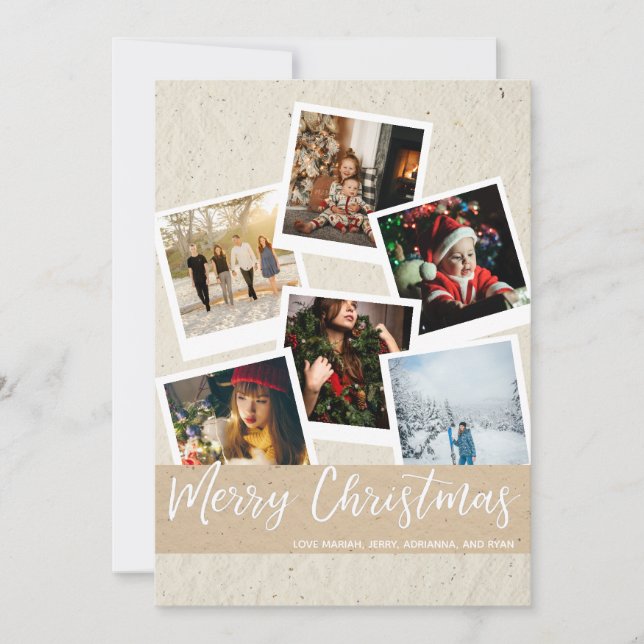 Faux Kraf Instant Multi Photo Merry Christmas Card (Front)