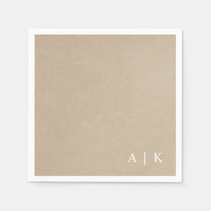 Faux Kraft Monogram Simple Rustic Wedding Napkin