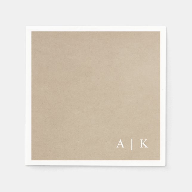 Faux Kraft Monogram Simple Rustic Wedding Napkin (Front)
