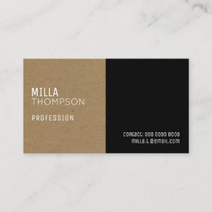 faux kraft paper / black elegant & modern prof business card