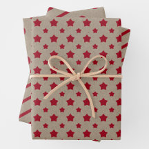 Faux Kraft Paper With Stars, Stripes & Polka Dots