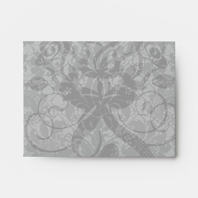 faux lace black grey damask pattern envelopes (Front)