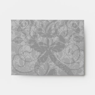 faux lace black grey damask pattern envelopes