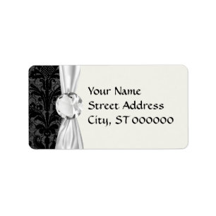 faux lace black grey damask pattern label