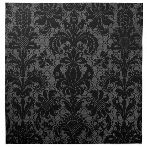 faux lace black grey damask pattern napkin | Zazzle