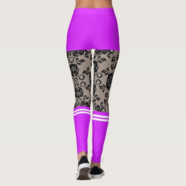 Faux Lace Fishnet Leggings Purple Short and Socks (Back)