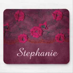 Faux Lace purple floral Mouse Pad