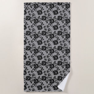 Faux Lace Roses Fishnet Beach Towel with Roses